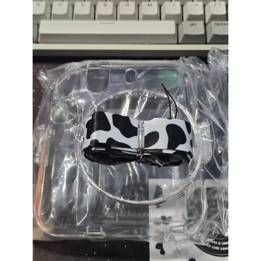 Esperlem Clear Case for Fujifilm Instax Mini 12 Cow Strap Stickers New